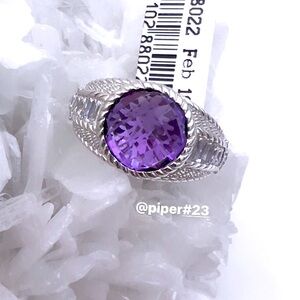 NWT Judith Ripka Amethyst & Diamonique Sterling Silver Ring